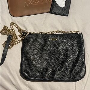 🌺50% OFF ALL BUNDLES!🌺 Lodis Black Leather ConvertibleCrossbody Gold Chain Strap